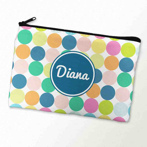 Große Punkte Dunkelblau Weiß Schminktasche 15,2 x 22,9 cm