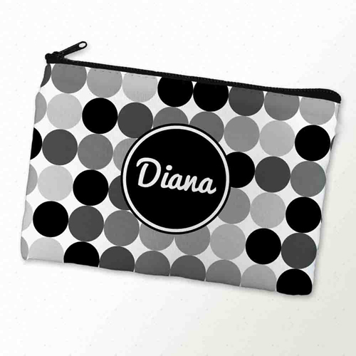 Große Punkte Schwarz Weiß Schminktasche 15,2 x 22,9 cm