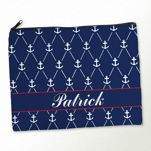 Weiße Anker auf Blau Kosmetiktasche 27,9 x 35,6 cm