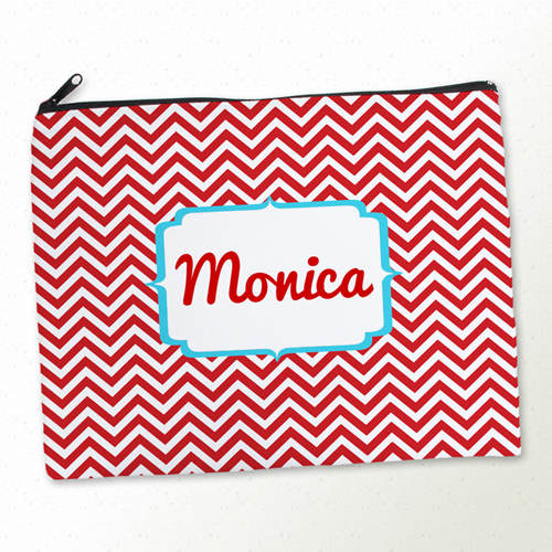 Rotes Zickzack Kosmetiktasche 27,9 x 35,6 cm