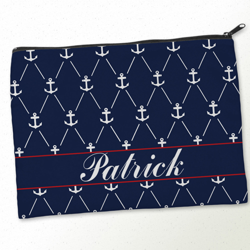 Weiße Anker auf Blau Kosmetiktasche 24,1 x 33,0 cm Beide Seiten ein Motiv