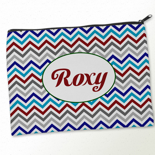 Grau Rote Zacken Kosmetiktasche 24,1 x 33,0 cm Beide Seiten gleich personalisieren