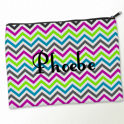 Buntes Zickzack Kosmetiktasche 24,1 x 33,0 cm Beidseitg gleich personalisieren