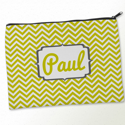 Monogramm Gelb & Kohle Kosmetiktasche 24,1 x 33,0 cm Beide Seiten gleiches Motiv