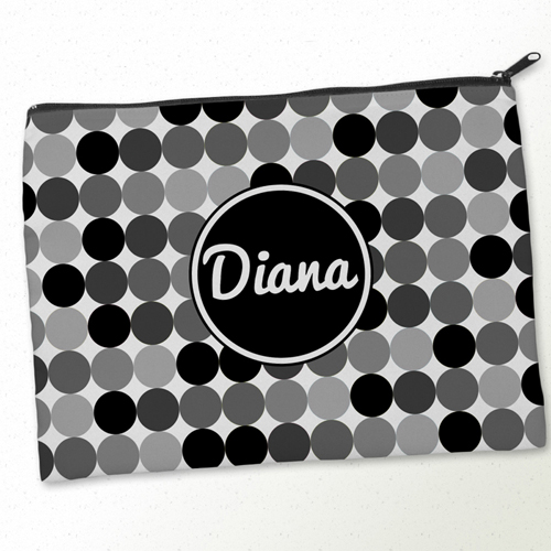 Schwarze und Weiße Große Punkte Beiger Zipp Clutch Gleiches Motiv 24,1 x 33,0 cm