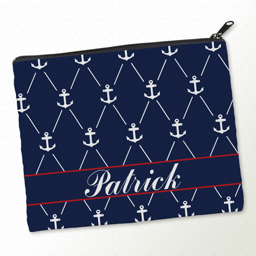 Weiße Anker auf Blau Kosmetiktasche 20,3 x 25,4 cm Beide Seiten ein Motiv