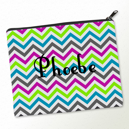 Buntes Wellenmuster Schwarzer Zipp Clutch Beide Seiten gleich Gestalten 20,3 x 25,4 cm