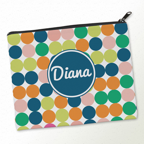 Große Bunte Punkte Dunkelblau Kosmetiktasche 20,3 x 25,4 cm