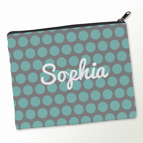 Aqua Große Punkte Kosmetiktasche Mein Design 20,3 x 25,4 cm
