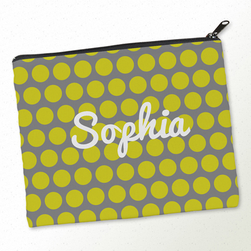 Gelbe Große Punkte Kosmetiktasche Mein Design 20,3 x 25,4 cm