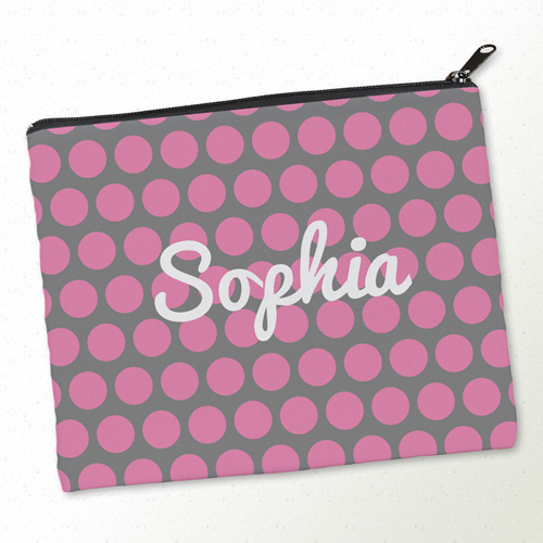 Pinke Große Punkte Kosmetiktasche Mein Design 20,3 x 25,4 cm