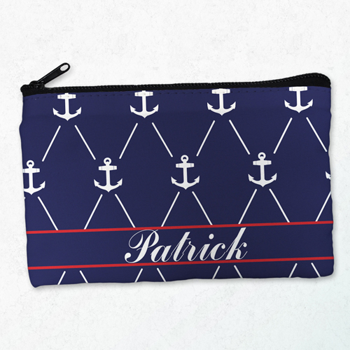 Weiße Anker auf Blau Kosmetiktasche 12,7 x 20,3 cm Beide Seiten ein Motiv