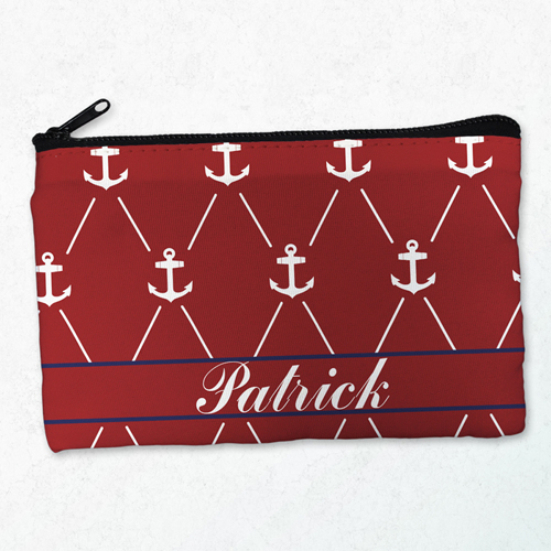 Weiße Anker auf Rot Kosmetiktasche 12,7 x 20,3 cm Beide Seiten ein Motiv
