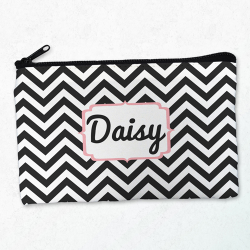 Schwarz und Rosa Monogramm Kosmetiktasche 12,7 x 20,3 cm