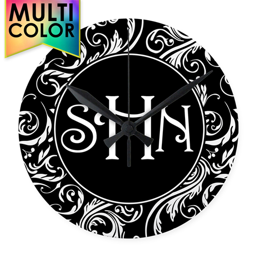 Blumenmuster Runde Wanduhr Personalisieren Acryl 24 cm