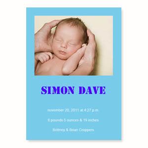 Baby-ist-da, 12,7 cm x 17,8 cm, einfache Karte, Babyblau