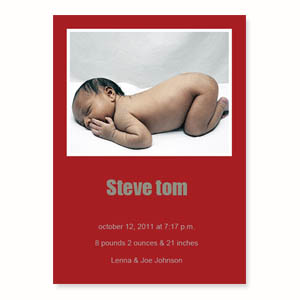 Baby-ist-da, 12,7 cm x 17,8 cm, einfache Karte, Rot