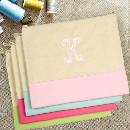 Personalisiert Besticken Kosmetiktasche Monogramm Pink 19 x 23 cm