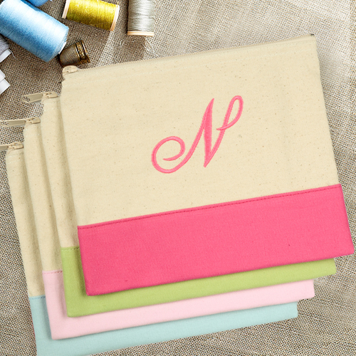 Personalisiert Besticken Kosmetiktasche Monogramm Pink 19 x 23 cm