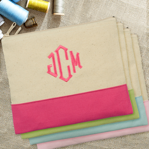 Hot Pink Personalisierte Kosmetiktasche Bestickt drei Buchtaben 19,1 x 22,9 cm