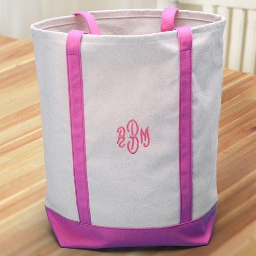 Bestickte Stofftasche Medium Pink