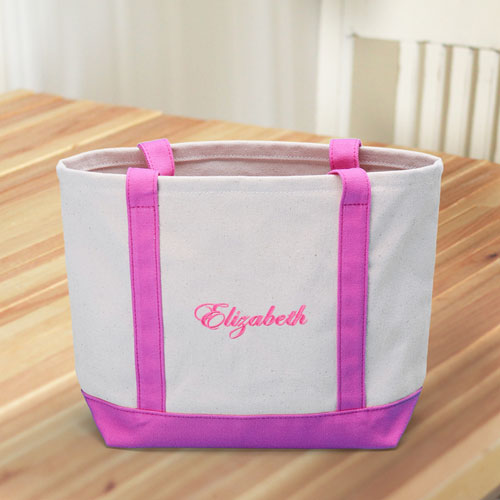 Bestickte Stofftasche klein Pink