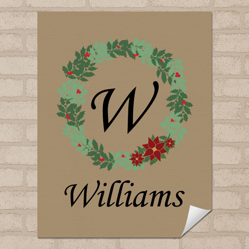 Leinen Weihnachtskranz  Personalisiertes Poster Klein 21,6 x 27,9 cm