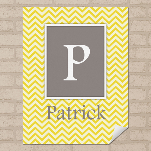 Zitronen Zickzack Personalisiert Name Poster Klein 21,6 x 27,9 cm