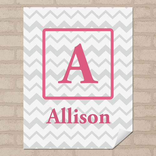 Graues Zickzack Personalisiert Name Poster Klein 21,6 x 27,9 cm