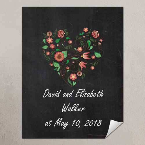 Tafel Floral Hochzeit  Personalisiertes Poster Klein 21,6 x 27,9 cm