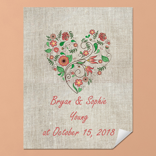 Leinen Floral Hochzeit  Personalisiertes Poster Klein 21,6 x 27,9 cm