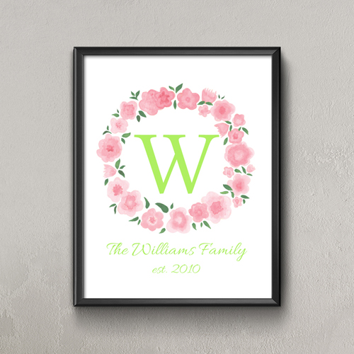 Pink Wasserfarben Floral Personalisiertes Poster Klein 21,6 x 27,9 cm