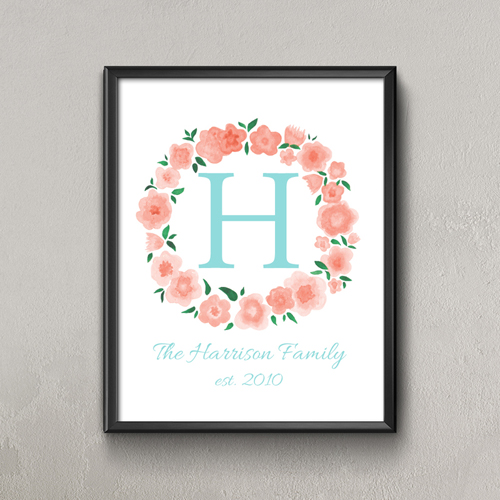 Koralle Wasserfarben Floral Personalisiertes Poster Klein 21,6 x 27,9 cm
