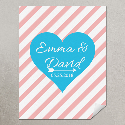 Herz Pink Streifen Personalisiertes Poster Klein 21,6 x 27,9 cm