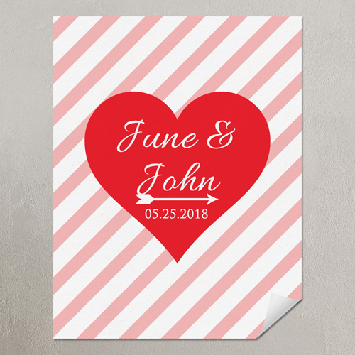 Herz Pink Streifen Personalisiertes Poster Klein 21,6 x 27,9 cm