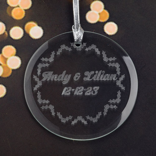 Weihnachtsschmuck Personalisieren mit Gravur Glas Rund