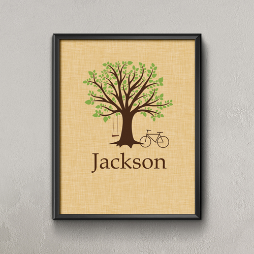 Eiche mit Fahrrad & Schaukel Personalisiertes Poster Klein 21,6 x 27,9 cm