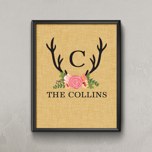 Leinen Florales Geweih Personalisiertes Poster Klein 21,6 x 27,9 cm
