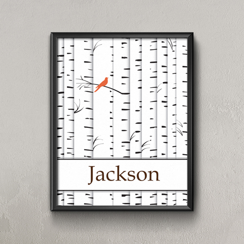 Stammbaum eine Orange Vogel  Personalisiertes Poster Klein 21,6 x 27,9 cm
