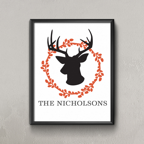 Orange Hirsch Personalisiertes Poster Klein 21,6 x 27,9 cm