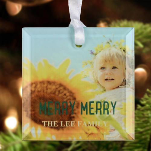 Merry Merry Weihnachten Glasschmuck Personalisieren Quadrat