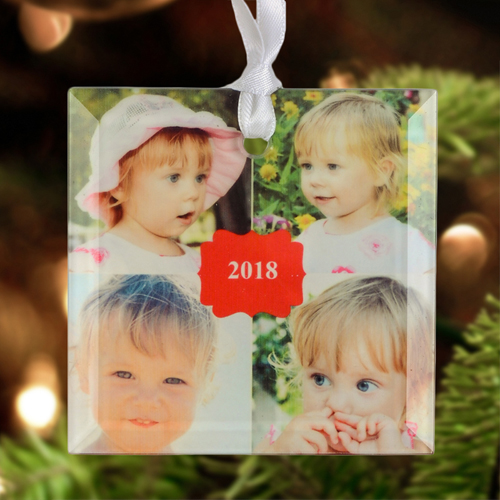 Weihnachten 2016 Glasschmuck Personalisieren Foto Quadrat
