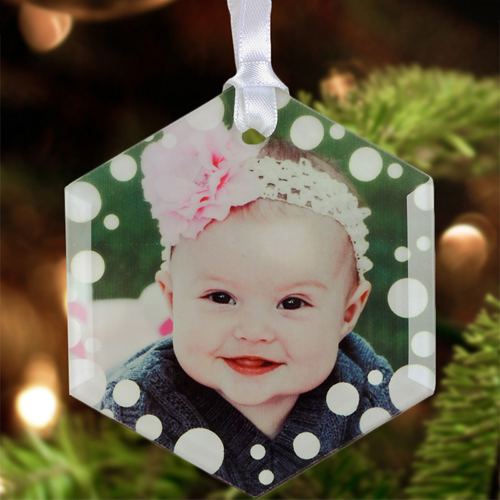 Schnee Bedrucktes Glas Weihnachtsschmuck Selbst Gestalten Sechseckig Glasschmuck