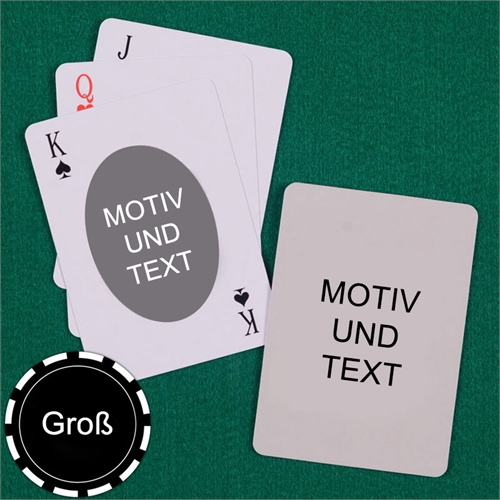 Große Spielkarten, Hochformat, Standardschrift, Design oval