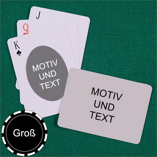 Große Spielkarten, Querformat, Standardschrift, Design oval