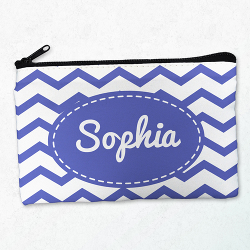 Wellen Weiß und Blau Schminktasche Reißverschluss Beide Seiten gleich Personalisieren