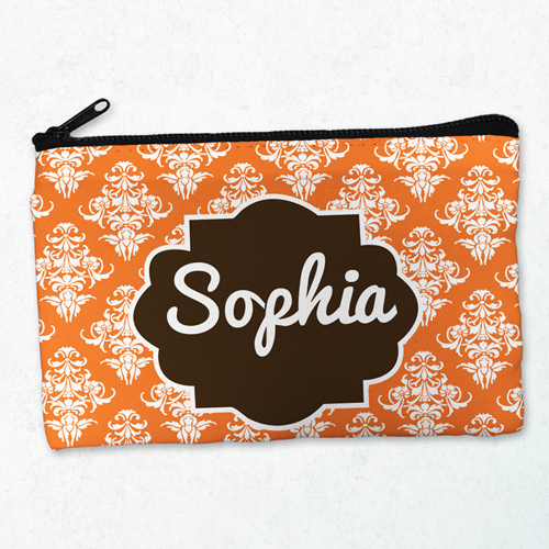 Vintage Orange Mandarine Schminktasche Reißverschluß Personalisieren 10,2 x 17,8 cm