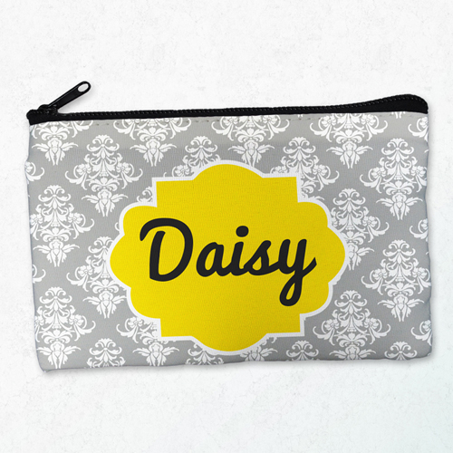 Vintage Grau Schminktasche Reißverschluß Personalisieren 10,2 x 17,8 cm
