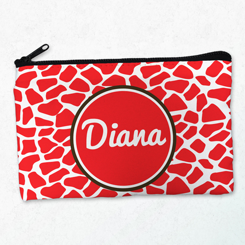 Leopard Rot Schminktasche Reißverschluß Personalisieren 10,2 x 17,8 cm