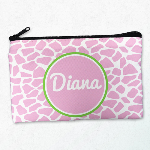 Leopard Pink Schminktasche Reißverschluß Personalisieren 10,2 x 17,8 cm